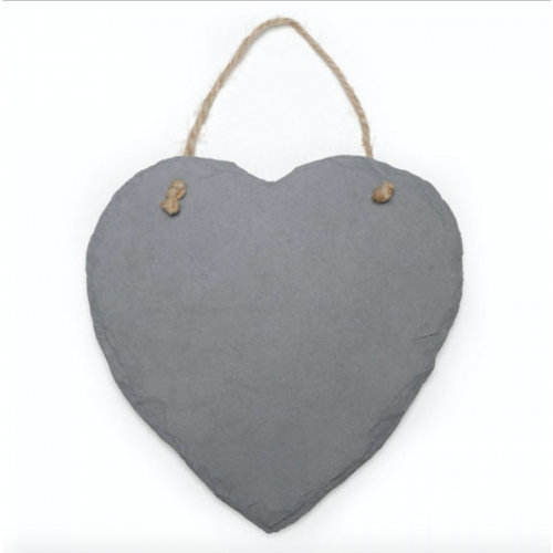 Slate Heart Ornament with Jute Hanger - 9" L x 9" W - $6.00